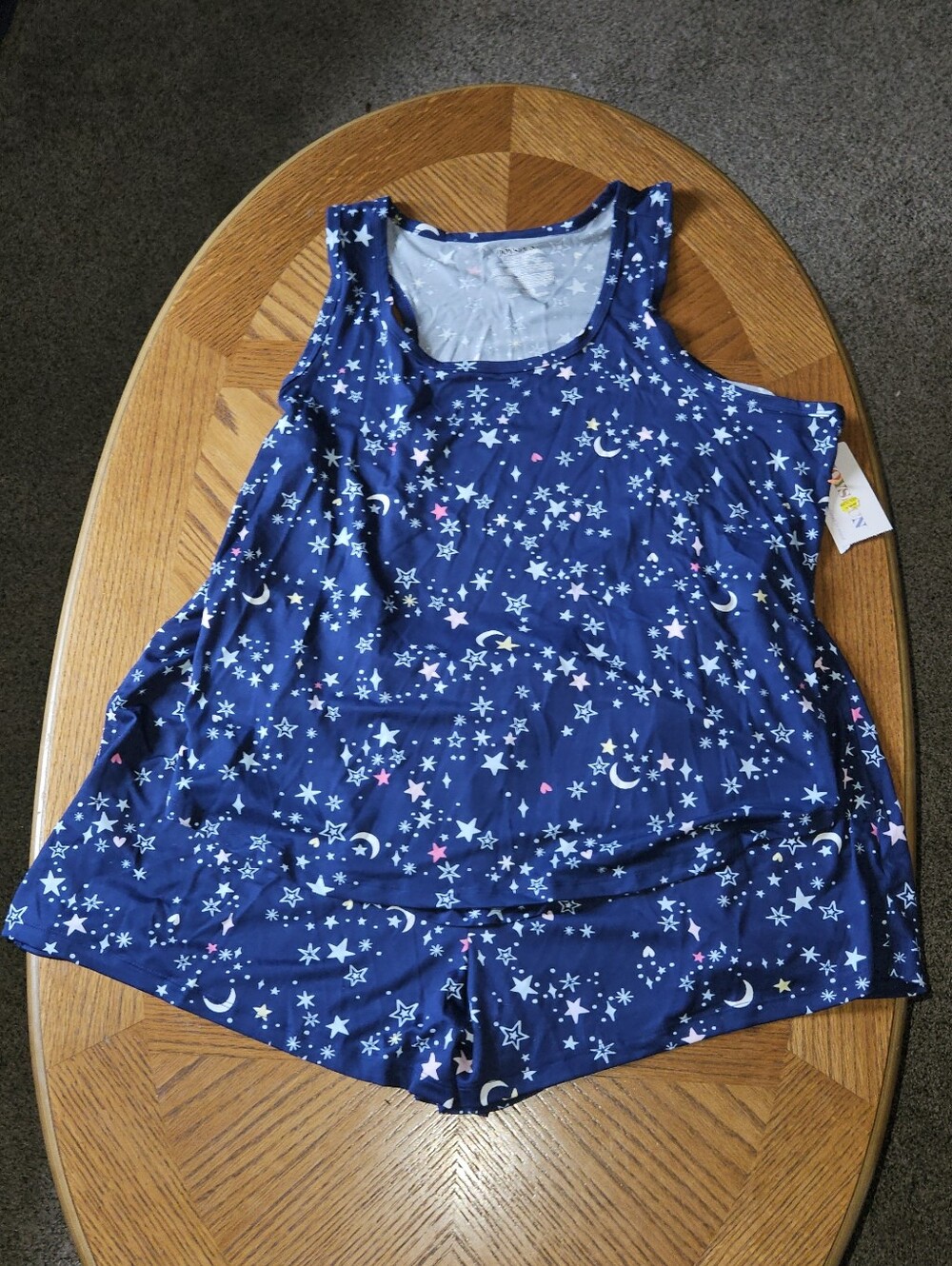 Joyspun Pajama Set Moon And Stars Theme Blue Plus Size 2XL Womens With Pockets